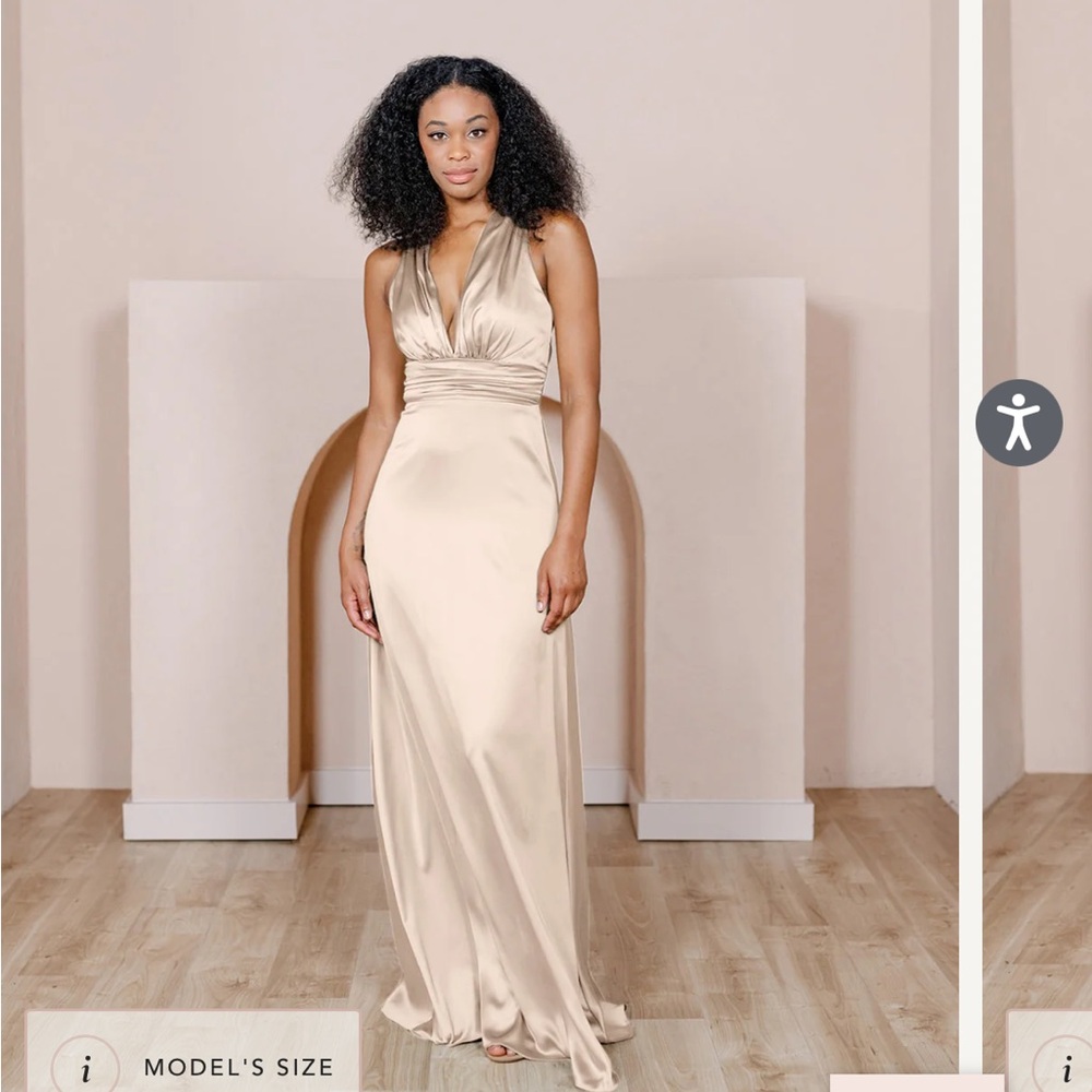 Revelry Dylan Satin Dress size 14 petite Gold Champagne- 703